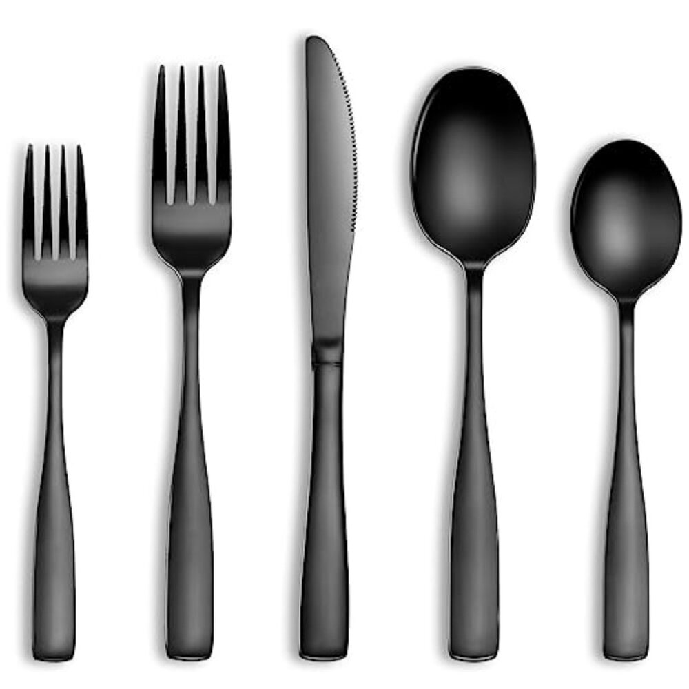 20 Pcs‎ Black Silverware Set